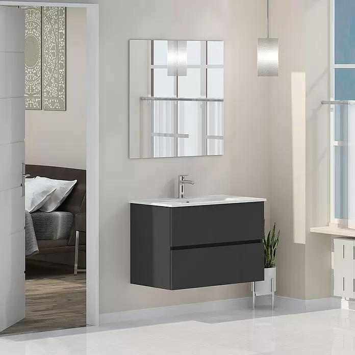 Mueble de lavabo Inca - L x An x Al: 46 x 80 x 54,5 cm, Gris - Foto ambiente