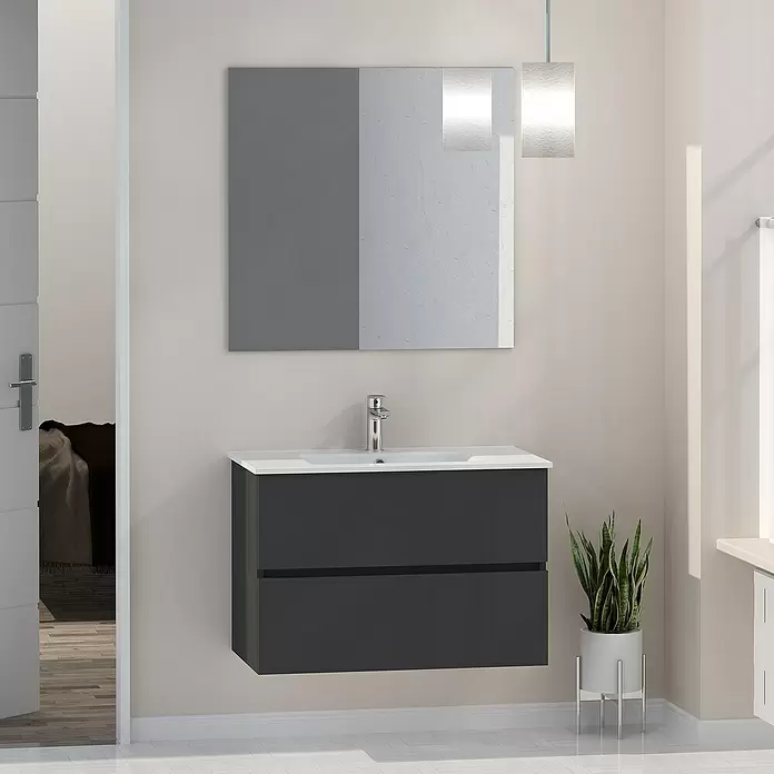 Mueble de lavabo Inca - L x An x Al: 46 x 80 x 54,5 cm, Gris - Foto ambiente