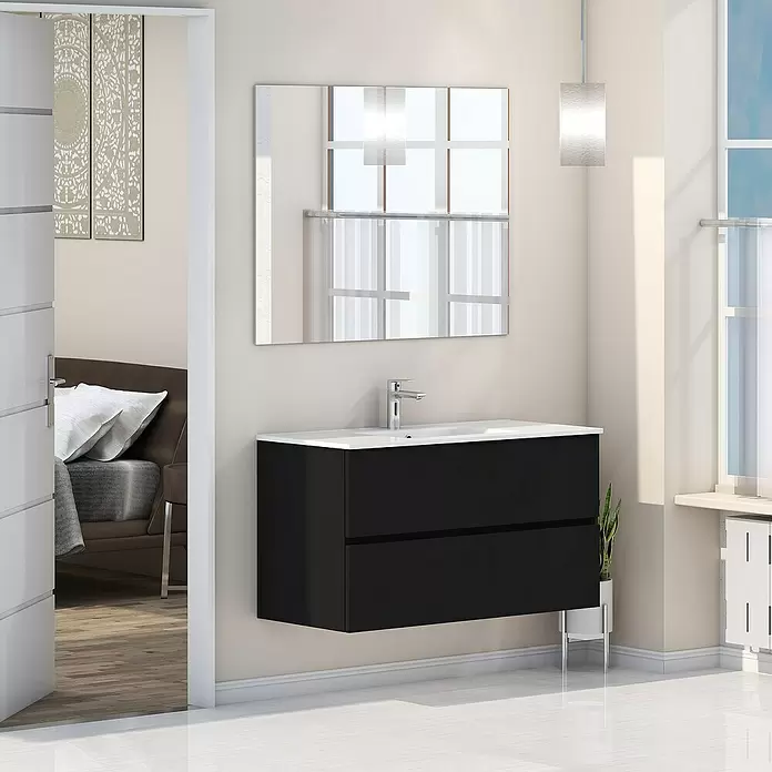Mueble de lavabo Inca - L x An x Al: 46 x 100 x 54,5 cm, Negro - Foto ambiente