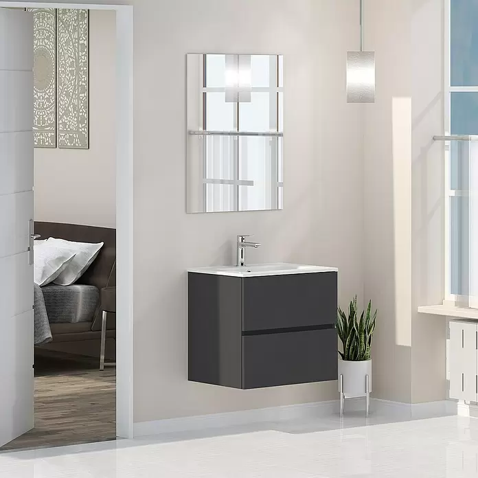 Mueble de lavabo Inca - L x An x Al: 46 x 60 x 54,5 cm, Gris - Foto ambiente