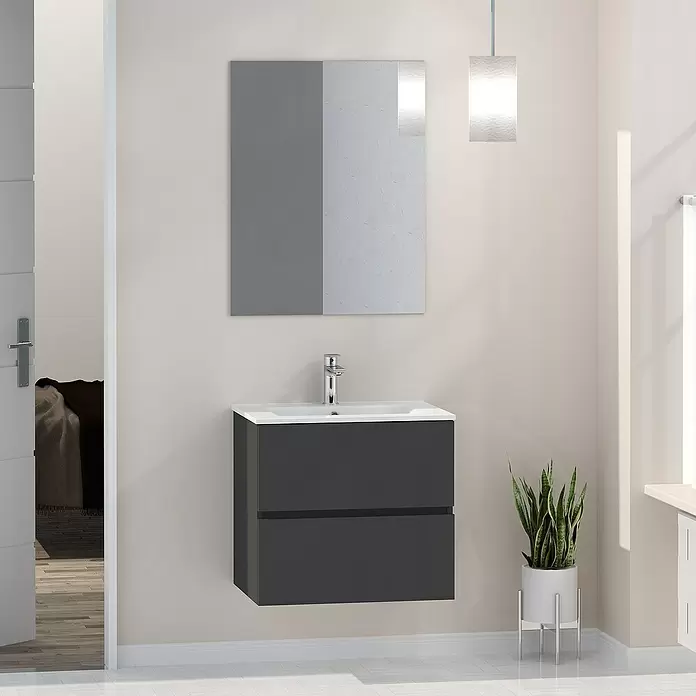 Mueble de lavabo Inca - L x An x Al: 46 x 60 x 54,5 cm, Gris - Foto ambiente
