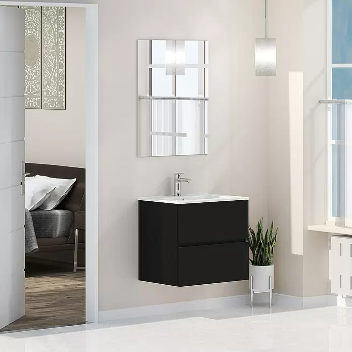 Mueble de lavabo Inca - L x An x Al: 46 x 60 x 54,5 cm, Negro - Foto ambiente