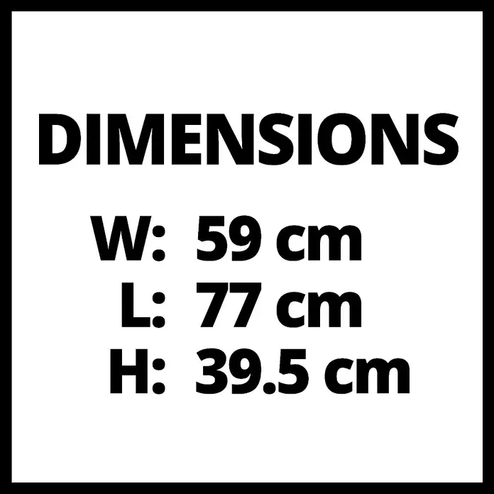 Einhell Mähroboter-Garage - 77,5 x 60,5 x 40,5 cm, Schwarz, Klappbarer Deckel - Skizze