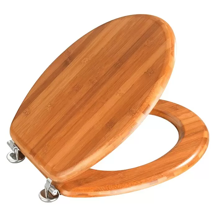 Wenko WC-Sitz Bambus - Holz, Dunkelbraun - Diagonale Ansicht