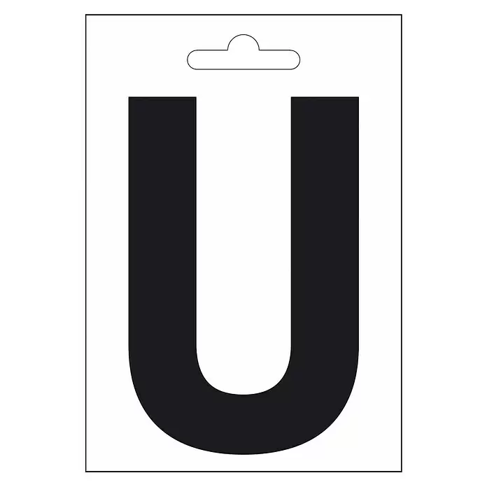 Folienzeichen - Buchstabe U, 10 cm, PVC, Schwarz - Vorderansicht