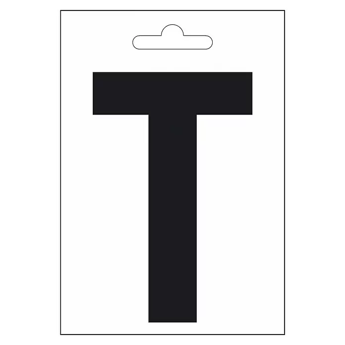 Folienzeichen - Buchstabe T, 10 cm, PVC, Schwarz - Vorderansicht