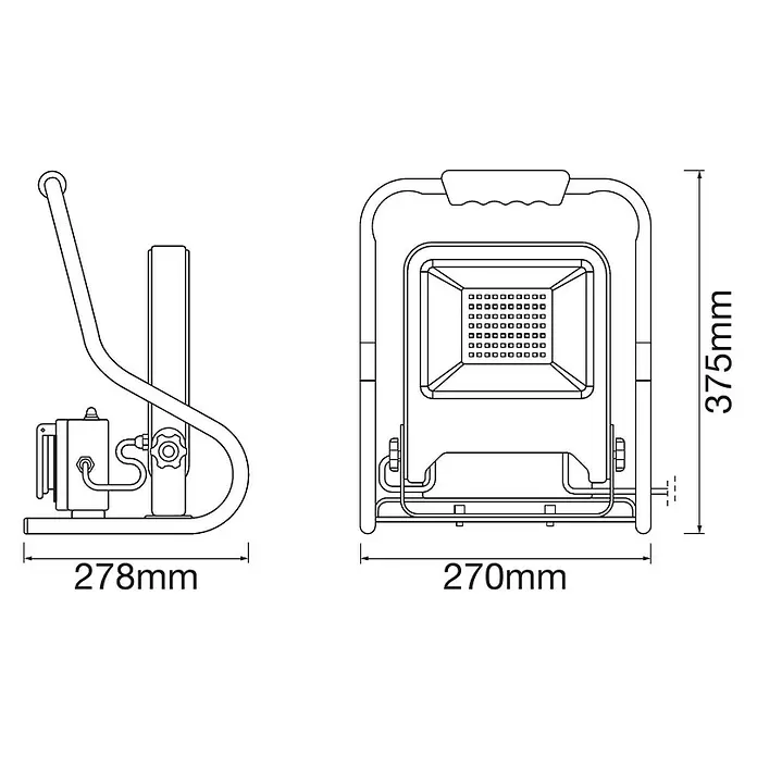 Ledvance LED-Strahler - L x B x H: 27 x 28 x 38 cm, Kaltweiß - Skizze