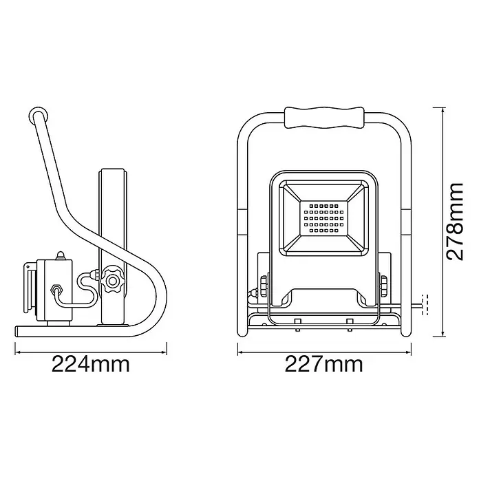 Ledvance LED-Strahler - L x B x H: 23 x 23 x 28 cm, Kaltweiß - Skizze