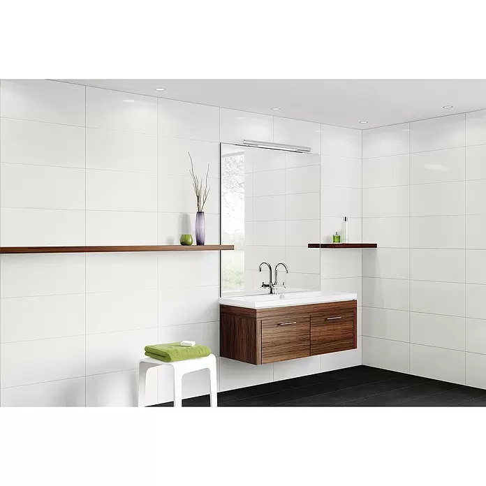 Ambiente by Palazzo Wandfliese Snowwhite New - 30 x 60 cm, Weiß, Matt - Stimmungsaufnahme