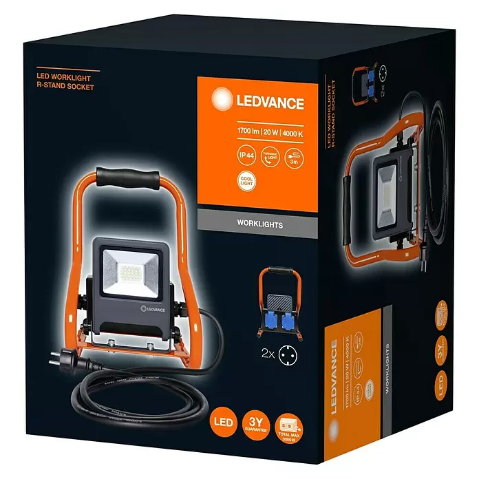 Ledvance LED-Strahler - L x B x H: 23 x 23 x 28 cm, Kaltweiß - Diagonale Ansicht