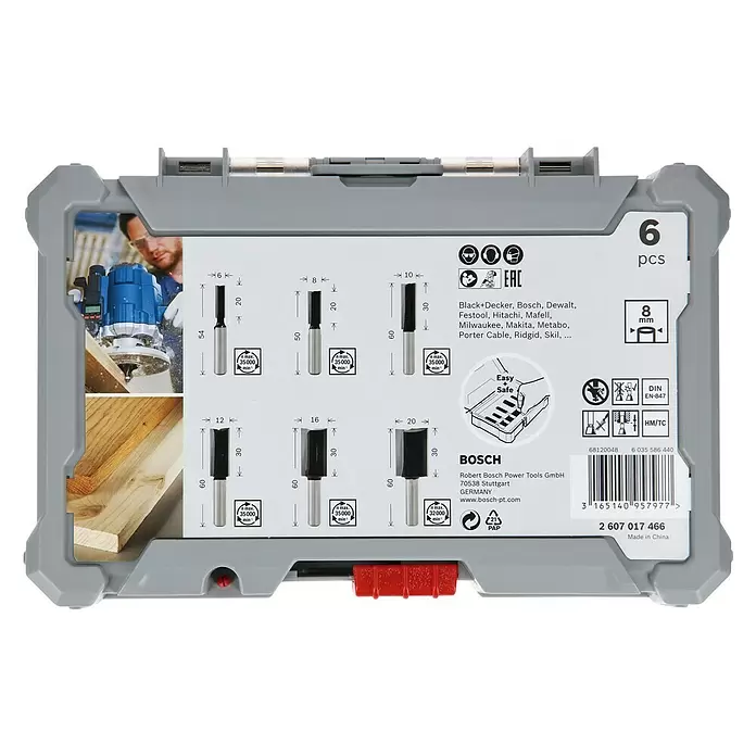 Bosch Fräser-Set Nut - 6 -tlg., Durchmesser Schaft: 8 mm - Ansicht von oben