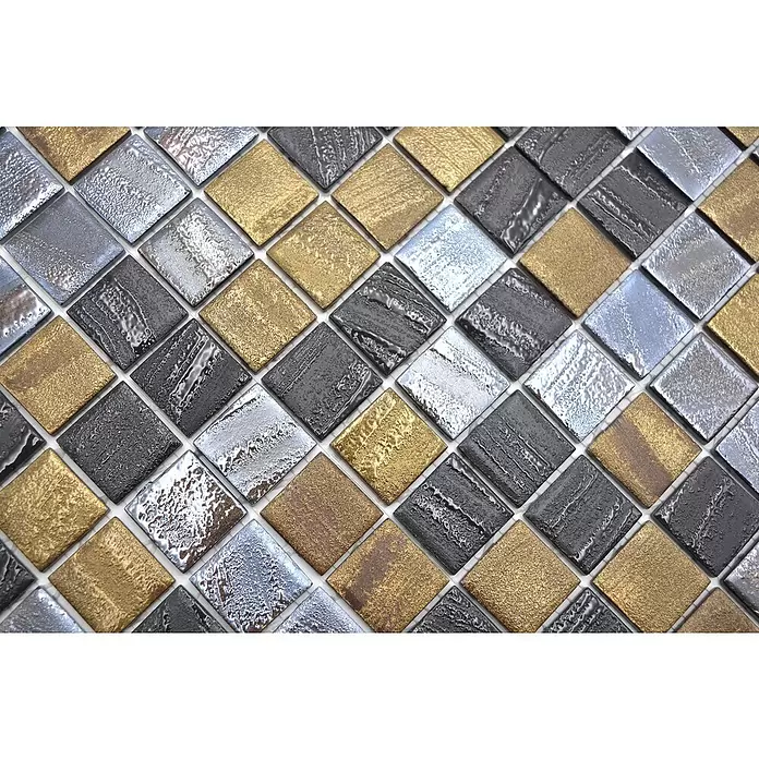 Mozaïektegel vierkant Eco Mix TINA 357 - 31,5 x 31,5 cm, Zwart/Antraciet, Mat - Close-up