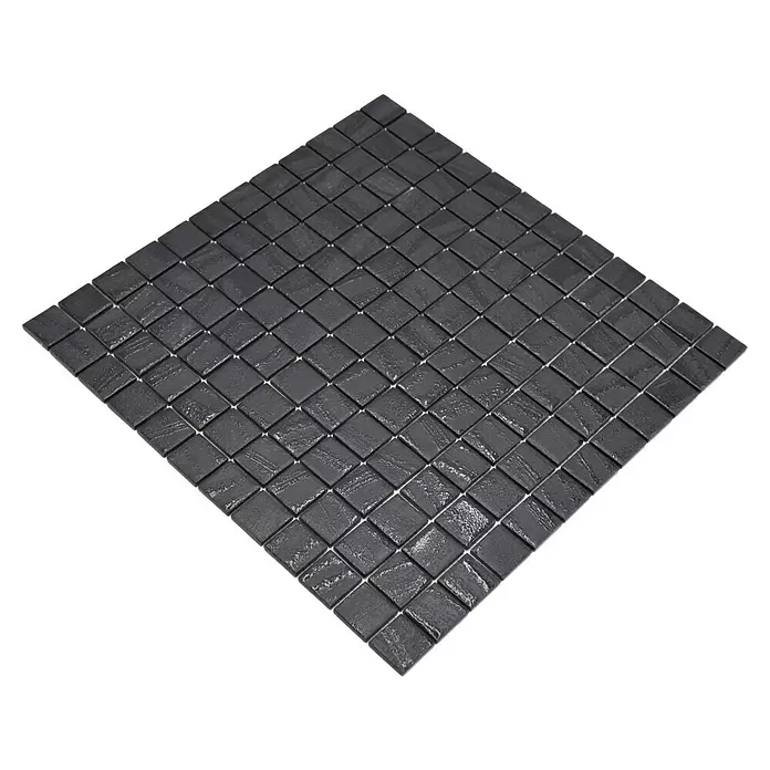 Mozaïektegel vierkant Eco Uni TINA 03 - 31,5 x 31,5 cm, Zwart/Antraciet, Mat - Diagonaal zicht