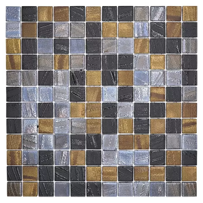 Mozaïektegel vierkant Eco Mix TINA 357 - 31,5 x 31,5 cm, Zwart/Antraciet, Mat - Vooraanzicht