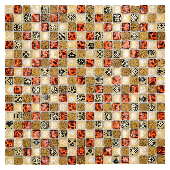 Mozaïektegel vierkant glas Mix XCM M700 - 30 x 30 cm, Beige, Glanzend - Vooraanzicht