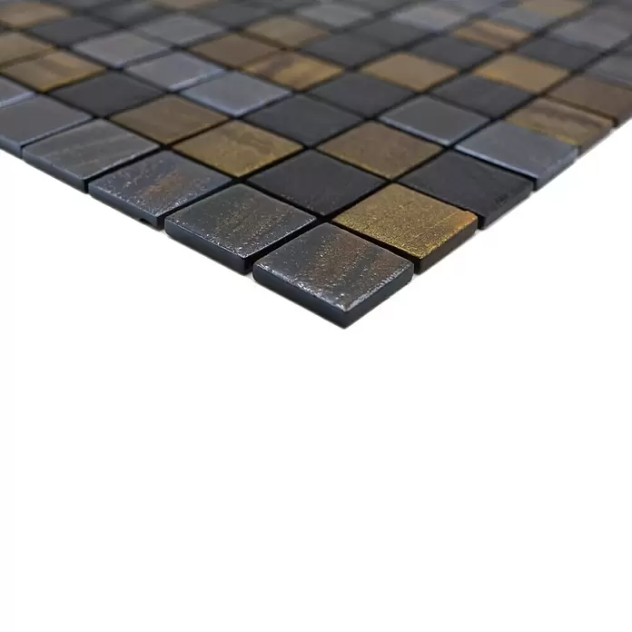 Mozaïektegel vierkant Eco Mix TINA 357 - 31,5 x 31,5 cm, Zwart/Antraciet, Mat - Close-up
