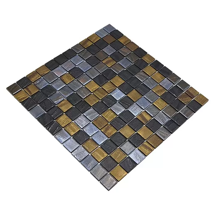 Mozaïektegel vierkant Eco Mix TINA 357 - 31,5 x 31,5 cm, Zwart/Antraciet, Mat - Diagonaal zicht
