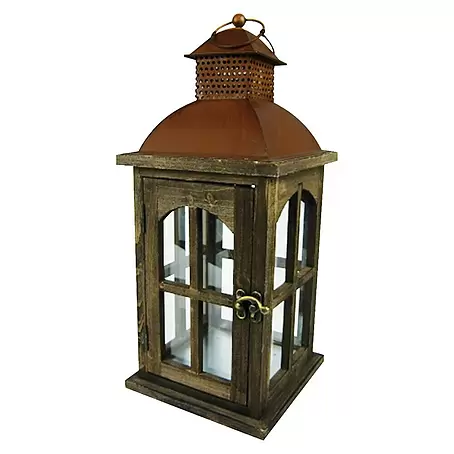 Holz-Laterne Rostoptik
