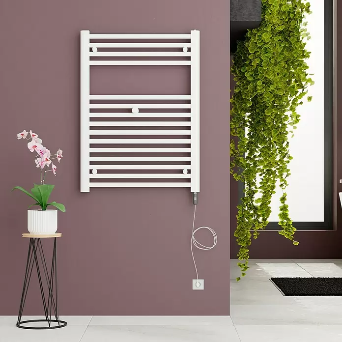 Admiral Električni kupaonski radijator Berlin - 50 x 73 cm, 300 W, Bijele boje, Ogrjevni štap - Živopisni prikaz