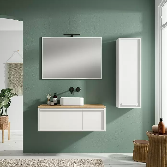 Mueble de lavabo Loira - L x An x Al: 45 x 120 x 35 cm, Blanco, Mate - Foto ambiente