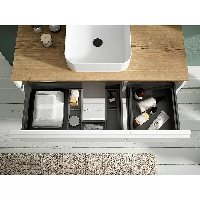 Mueble de lavabo Loira - L x An x Al: 45 x 120 x 35 cm, Blanco, Mate - Foto ambiente