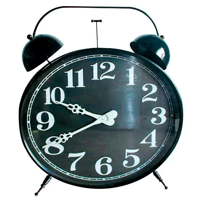 Standuhr Vintage Wecker-Optik - L x B x H: 105 x 35,5 x 125 cm, Analog, Schwarz - Vorderansicht