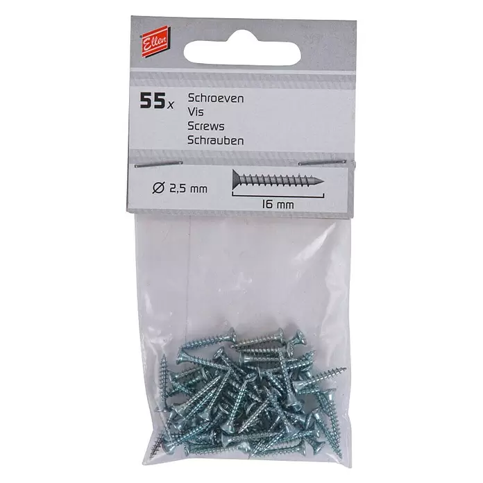 Ellen Schroeven voor tochtstrip verzinkt - 2,5 mm, 16 mm, 55 st. - Vooraanzicht