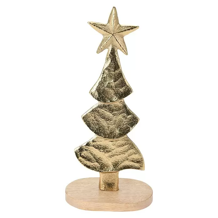 Decoratief artikel - 22 cm, Hout, Goud, 1 stk. - Vooraanzicht