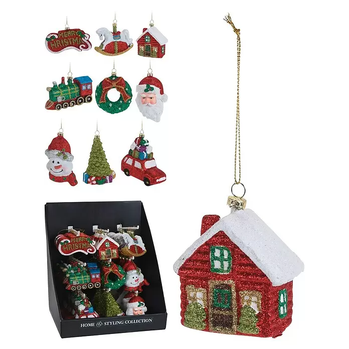 Kerstboomversiering - 9 cm, Meerkleurig, Kunststof, 1 stk. - Diagonaal zicht