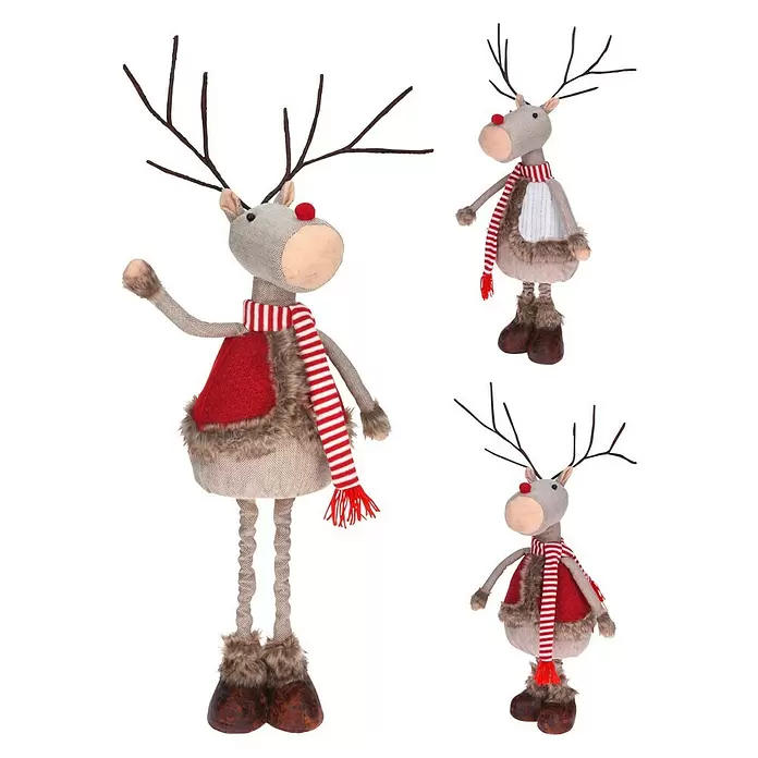 Decoratief figuur Rendier uitschuifbaar - Meerkleurig, 1 stk., 81 cm - Vooraanzicht