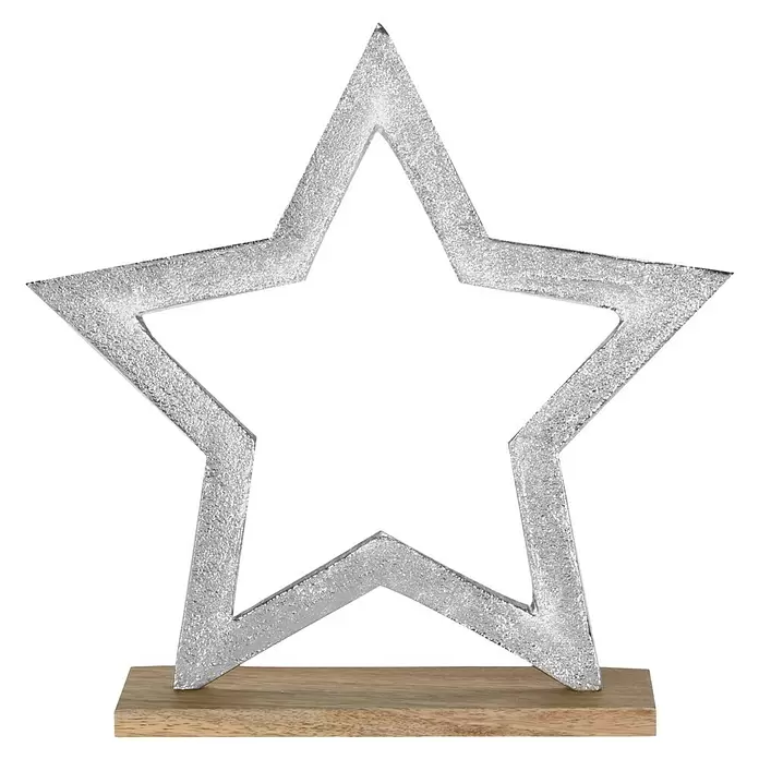 Decoratief artikel - 24 cm, Zilver, Hout, 1 stk. - Vooraanzicht