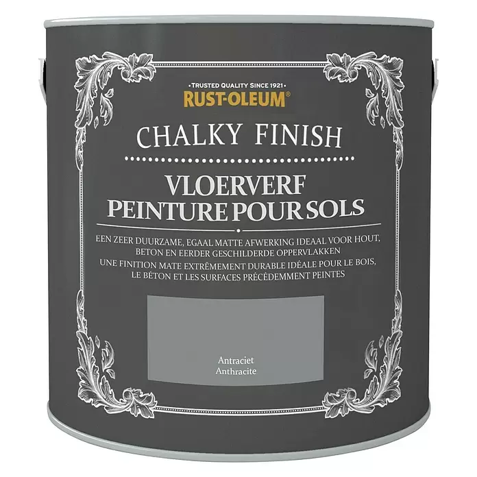 Rust-Oleum Chalky Finish Vloerverf Antraciet - Antraciet, 2,5 l, Mat - Vooraanzicht