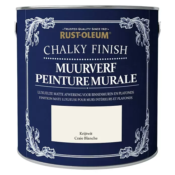 Rust-Oleum Chalky Finish Muurverf Krijtwit - Krijtwit, 2,5 l, Mat - Vooraanzicht