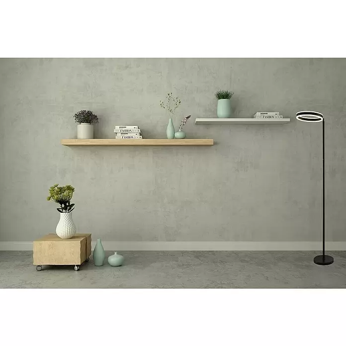 Lavida Ring LED-Stehleuchte - Höhe: 180 cm, Schwarz, Warmweiß - Stimmungsaufnahme