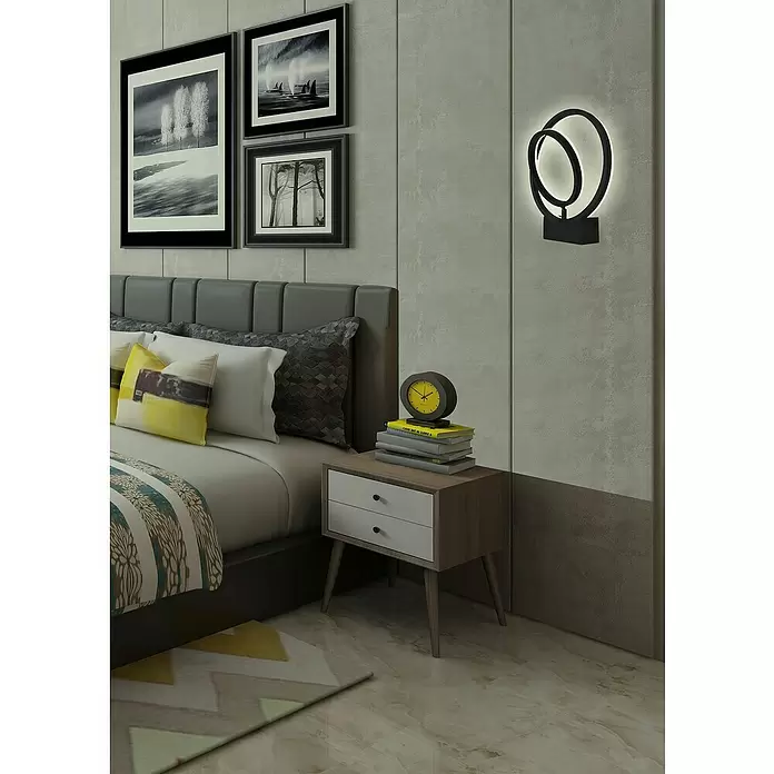 Lavida Ring LED-Wandleuchte - 18 W, L x B x H: 30 x 6 x 34 cm, Schwarz, Neutralweiß - Stimmungsaufnahme