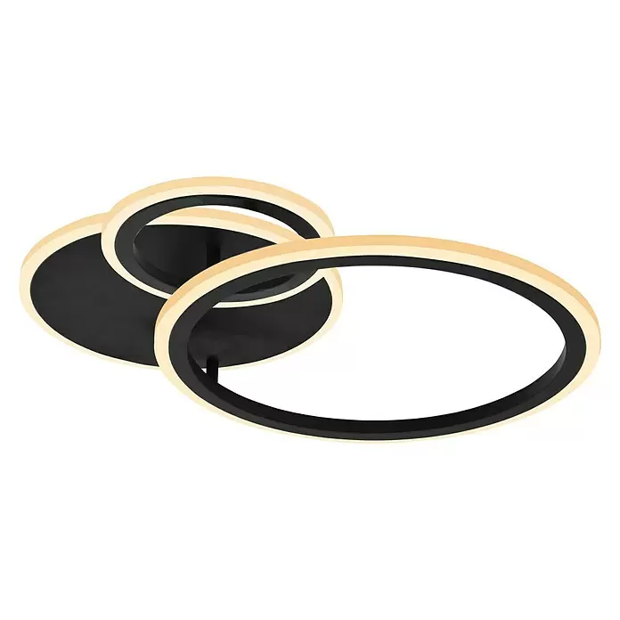 Lavida Ring LED-Deckenleuchte - 40 W, L x B x H: 53 x 47,5 x 9 cm, Schwarz, Warmweiß - Ansicht von unten