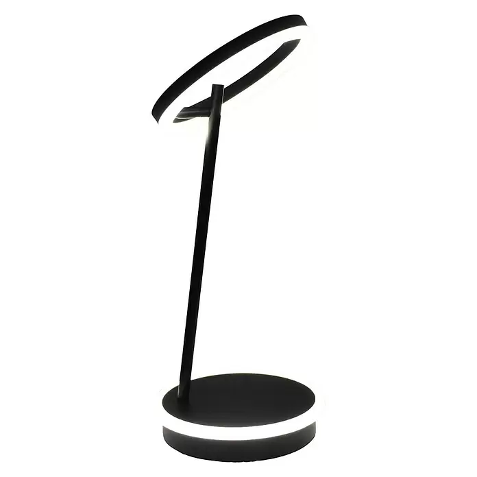 Lavida Ring LED-Tischleuchte - 18 W, Schwarz, Neutralweiß - Diagonale Ansicht