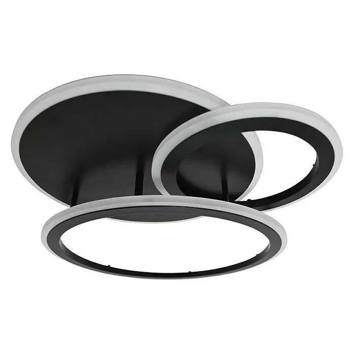 Lavida Ring LED-Deckenleuchte - 40 W, L x B x H: 53 x 47,5 x 9 cm, Schwarz, Warmweiß - Ansicht von unten