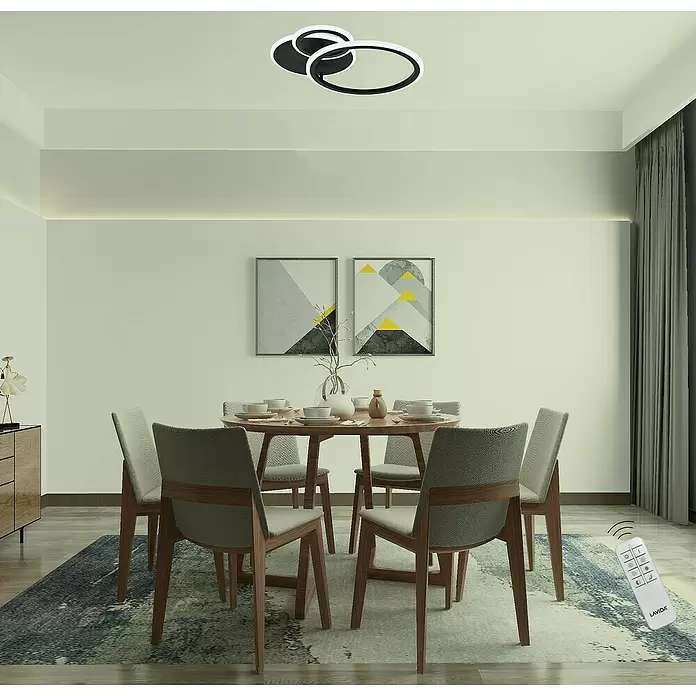 Lavida Ring LED-Deckenleuchte - 40 W, L x B x H: 53 x 47,5 x 9 cm, Schwarz, Warmweiß - Anwendungsbeispiel
