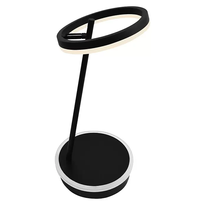 Lavida Ring LED asztali lámpa - 18 W, Fekete, Semleges fehér - Szögletes nézet