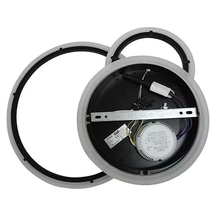 Lavida Ring LED-Deckenleuchte - 40 W, L x B x H: 53 x 47,5 x 9 cm, Schwarz, Warmweiß - Ansicht von unten