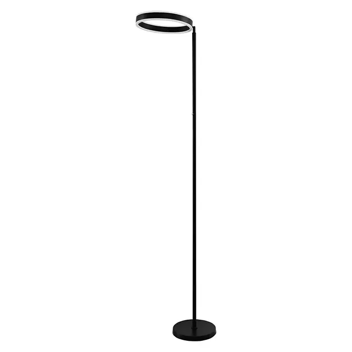 Lavida Ring LED-Stehleuchte - Höhe: 180 cm, Schwarz, Warmweiß - Diagonale Ansicht