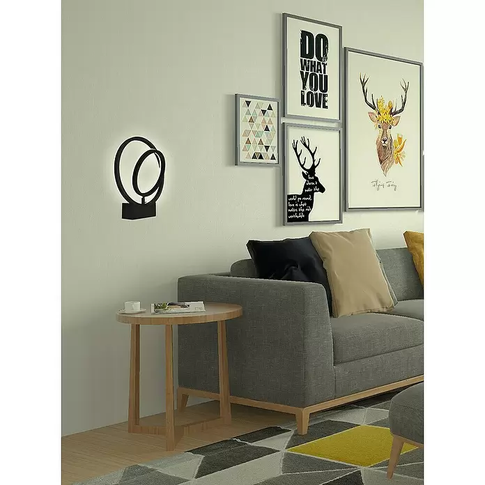 Lavida Ring LED-Wandleuchte - 18 W, L x B x H: 30 x 6 x 34 cm, Schwarz, Neutralweiß - Stimmungsaufnahme