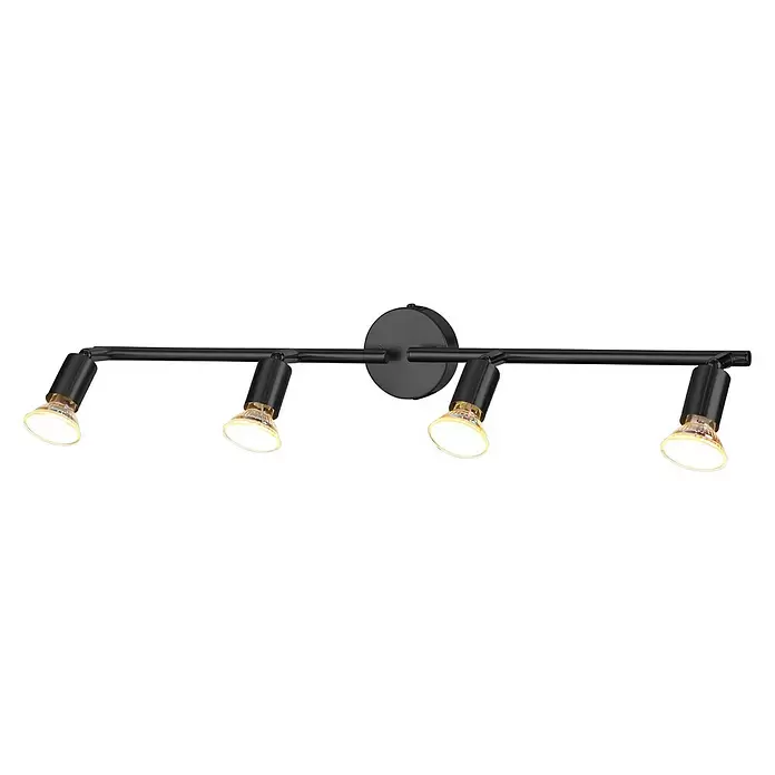 Tween Light Regleta LED Bari - 16 W, L x An x Al: 60,5 x 8 x 13,5 cm, Negro, Negro, Blanco cálido, 4 ud. - Vista frontal