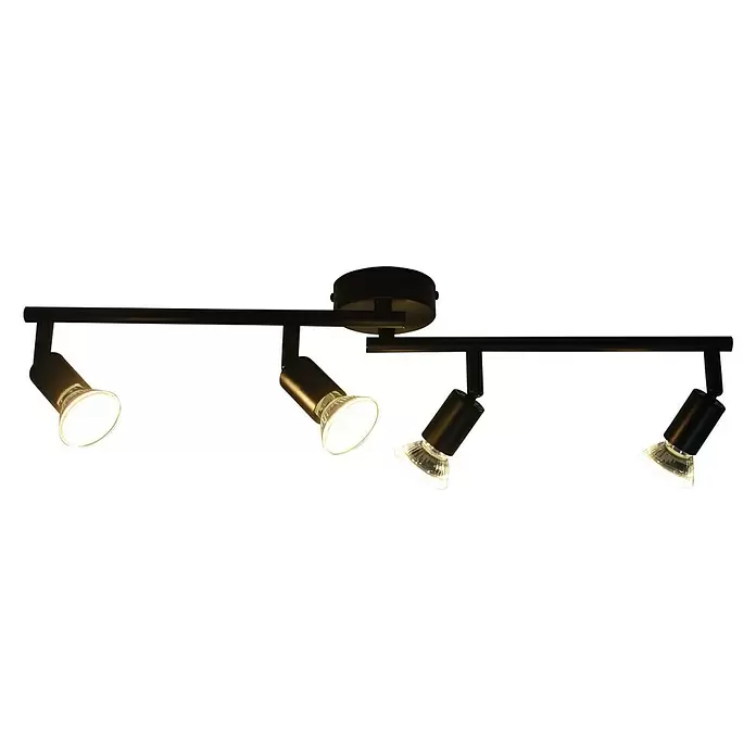 Tween Light Regleta LED Bari - 16 W, L x An x Al: 60,5 x 8 x 13,5 cm, Negro, Negro, Blanco cálido, 4 ud. - Vista frontal