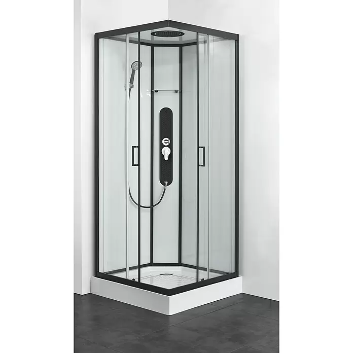 Sanotechnik Kompletna tuš kabina Sky - 90 x 90 x 225 cm, Bijelo-crne - Živopisni prikaz