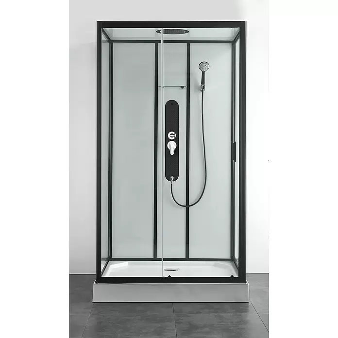 Sanotechnik Kompletna tuš kabina Sky - 80 x 120 x 225 cm, Pravokutno, Bijelo-crne boje - Živopisni prikaz