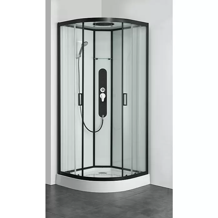 Sanotechnik Kompletna tuš kabina Sky - 90 x 90 x 225 cm, Bijelo-crne - Živopisni prikaz
