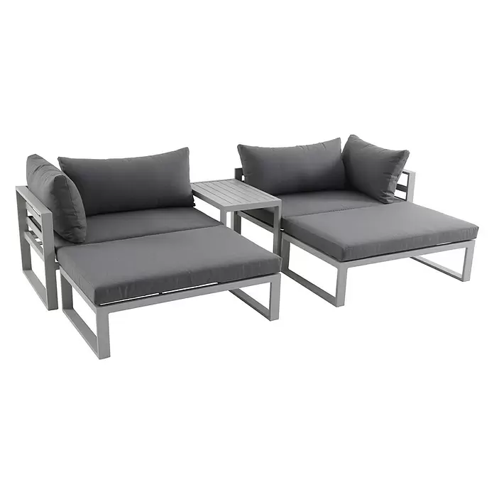 Sunfun Hannah Conjunto de muebles - 5 piezas, Textil, Gris, Gris claro - Vista angular