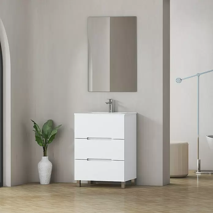 Mueble de lavabo Lanza - L x An x Al: 44,6 x 60 x 83,3 cm, Blanco - Foto ambiente